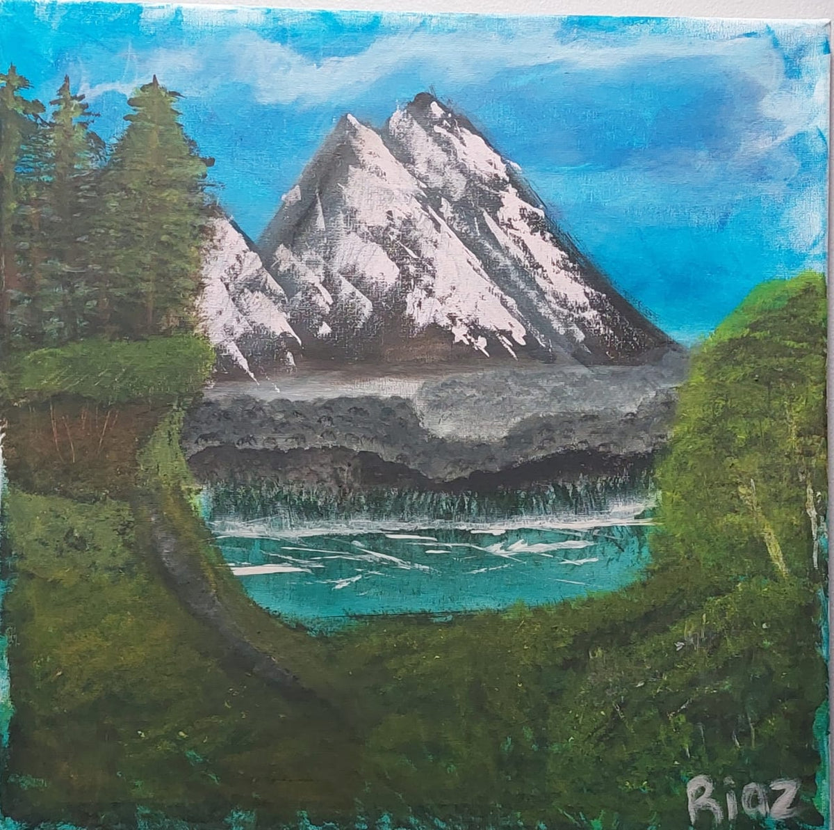 Beyond the Fear II — The Courage to Climb — Acrylic artwork by Riaz