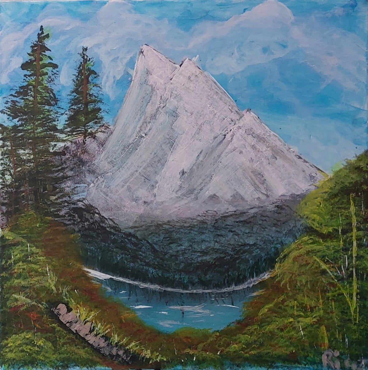 Beyond the Fear I — The First Ascent — Acrylic artwork by Riaz